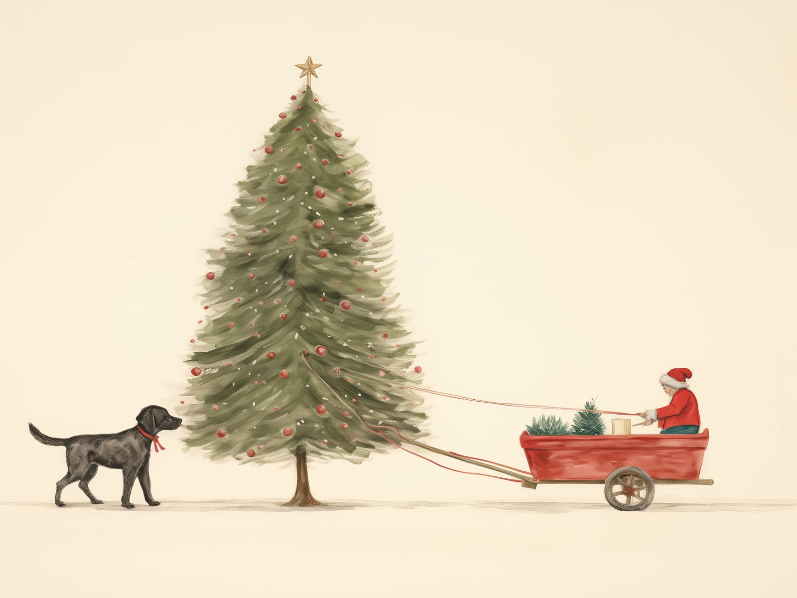 Poster - Kerstboom en Hond