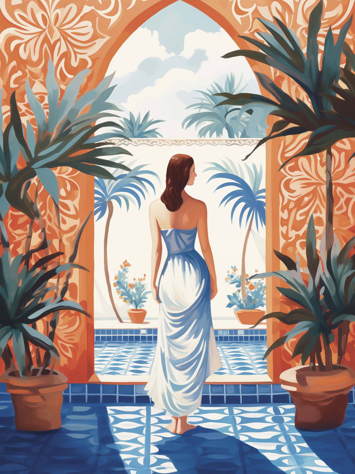 Poster - Vrouw in Tropische Boog