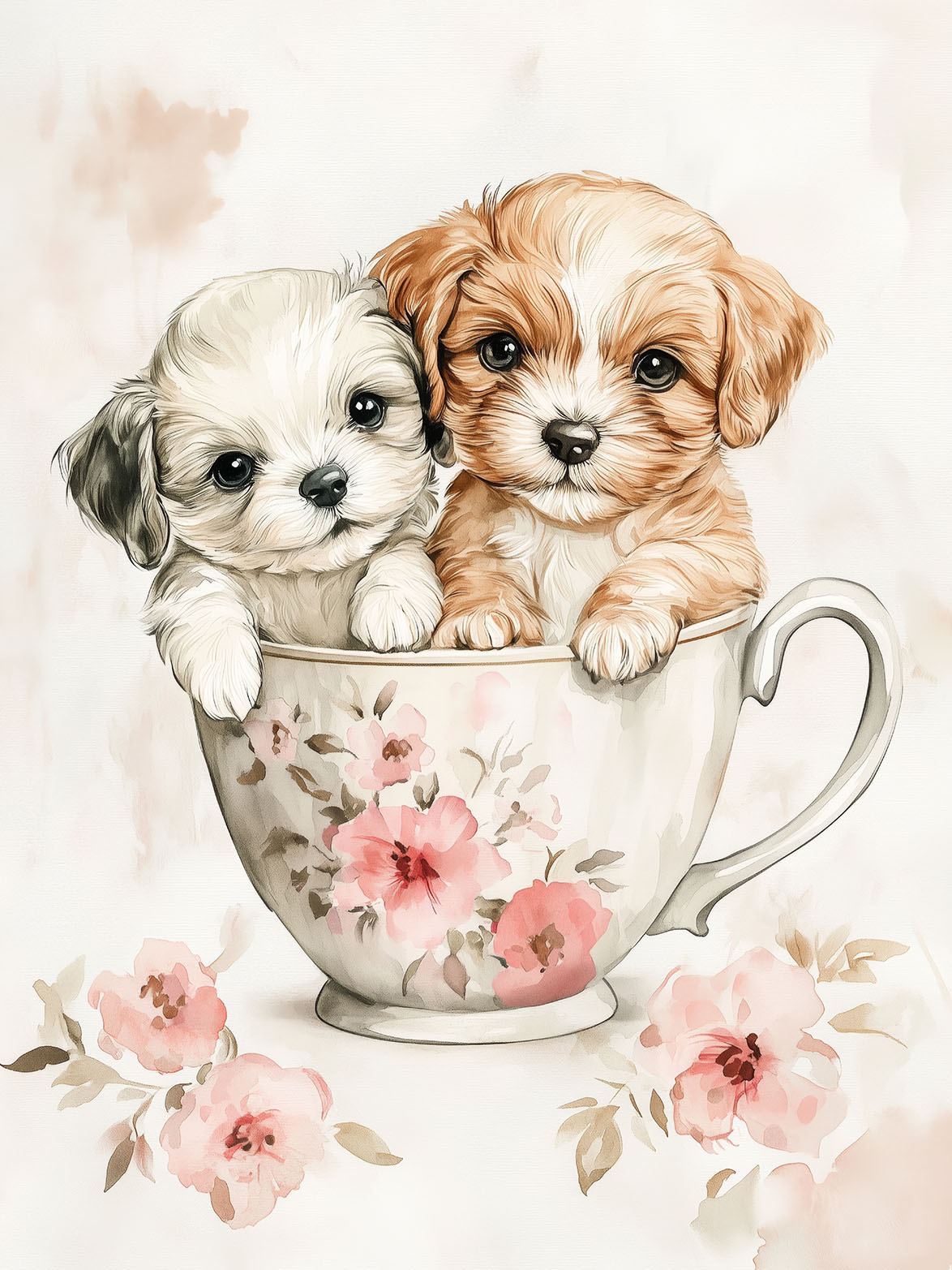 Poster - Puppies in theekop