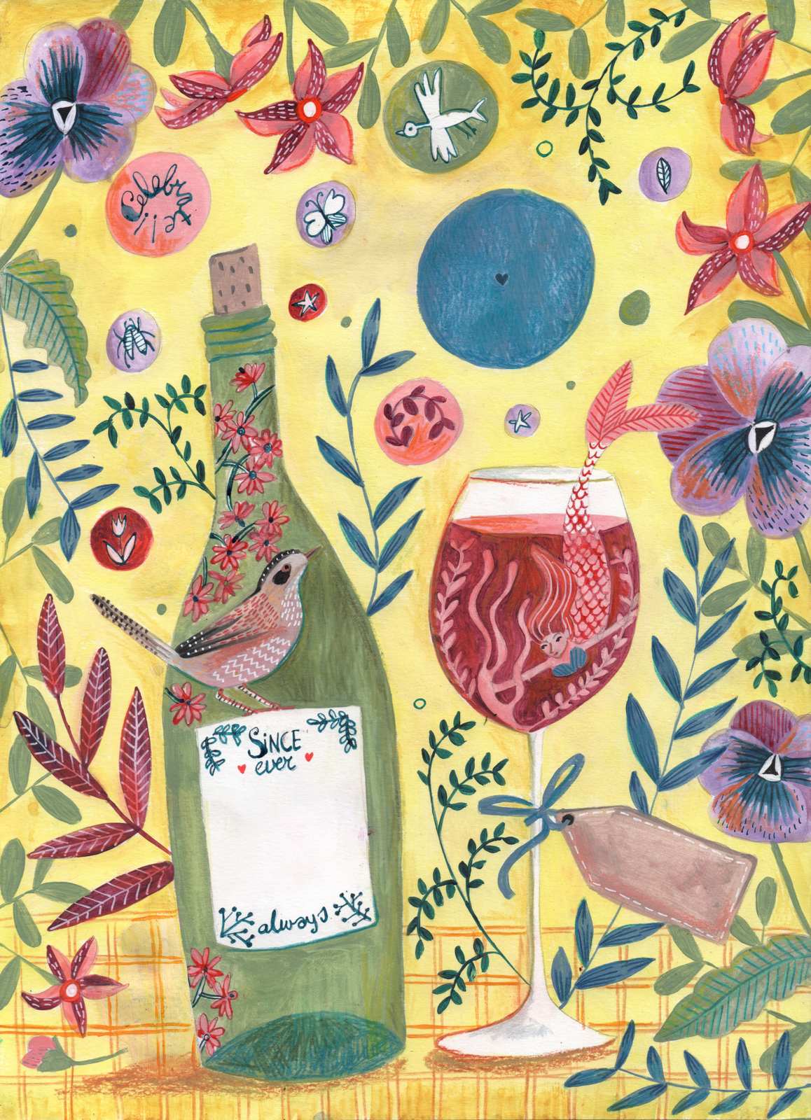 Poster - Decoratieve Wijn Kunst