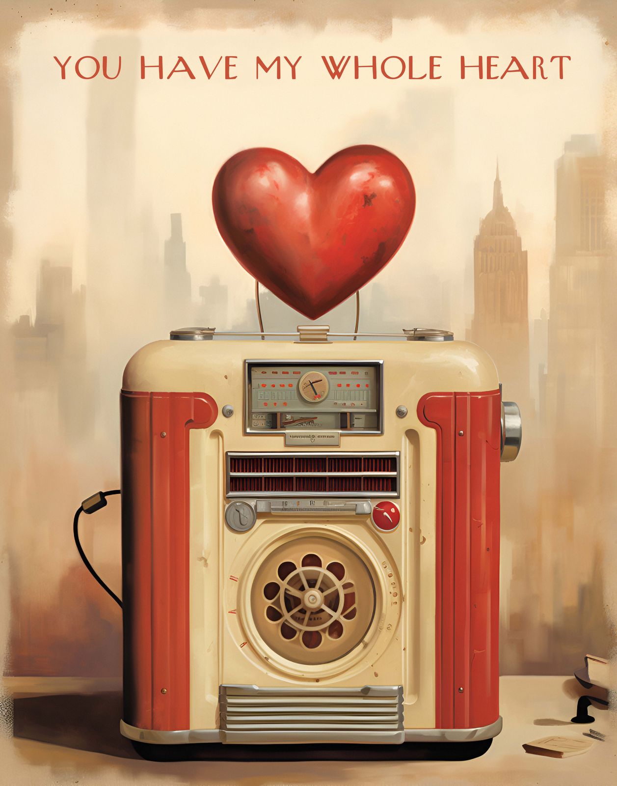 Poster - Vintage Radio met Hart