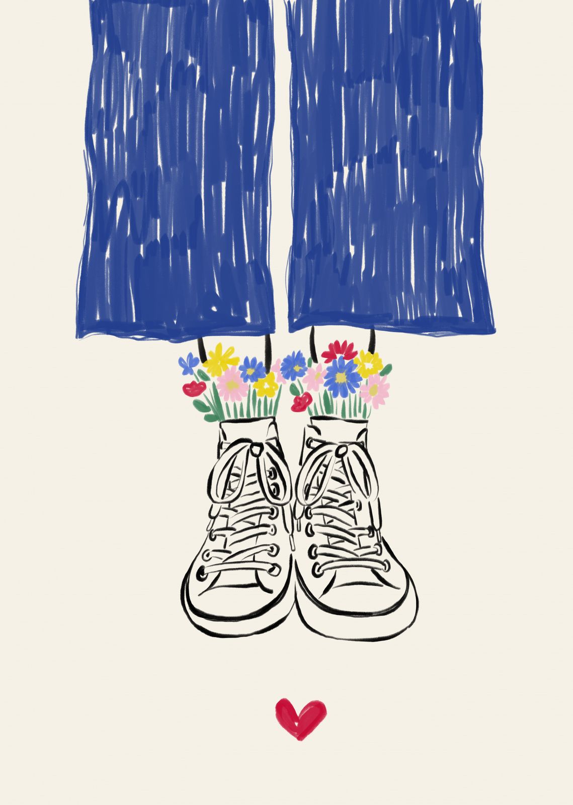 Poster - Sneakers met Bloemen