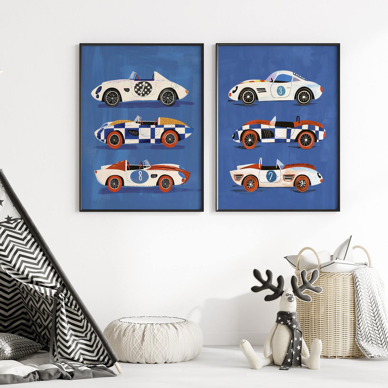 Poster - Vintage Raceauto's / Set van 2