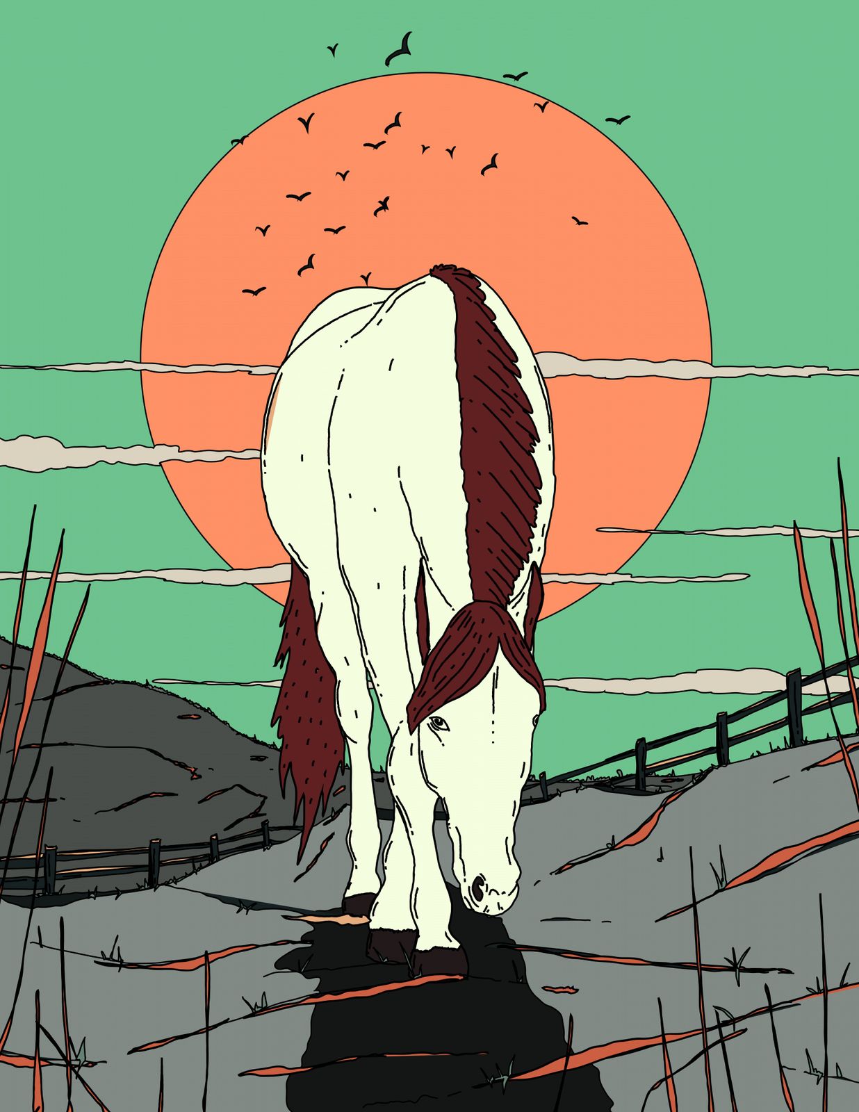 Poster - Paard met Zon