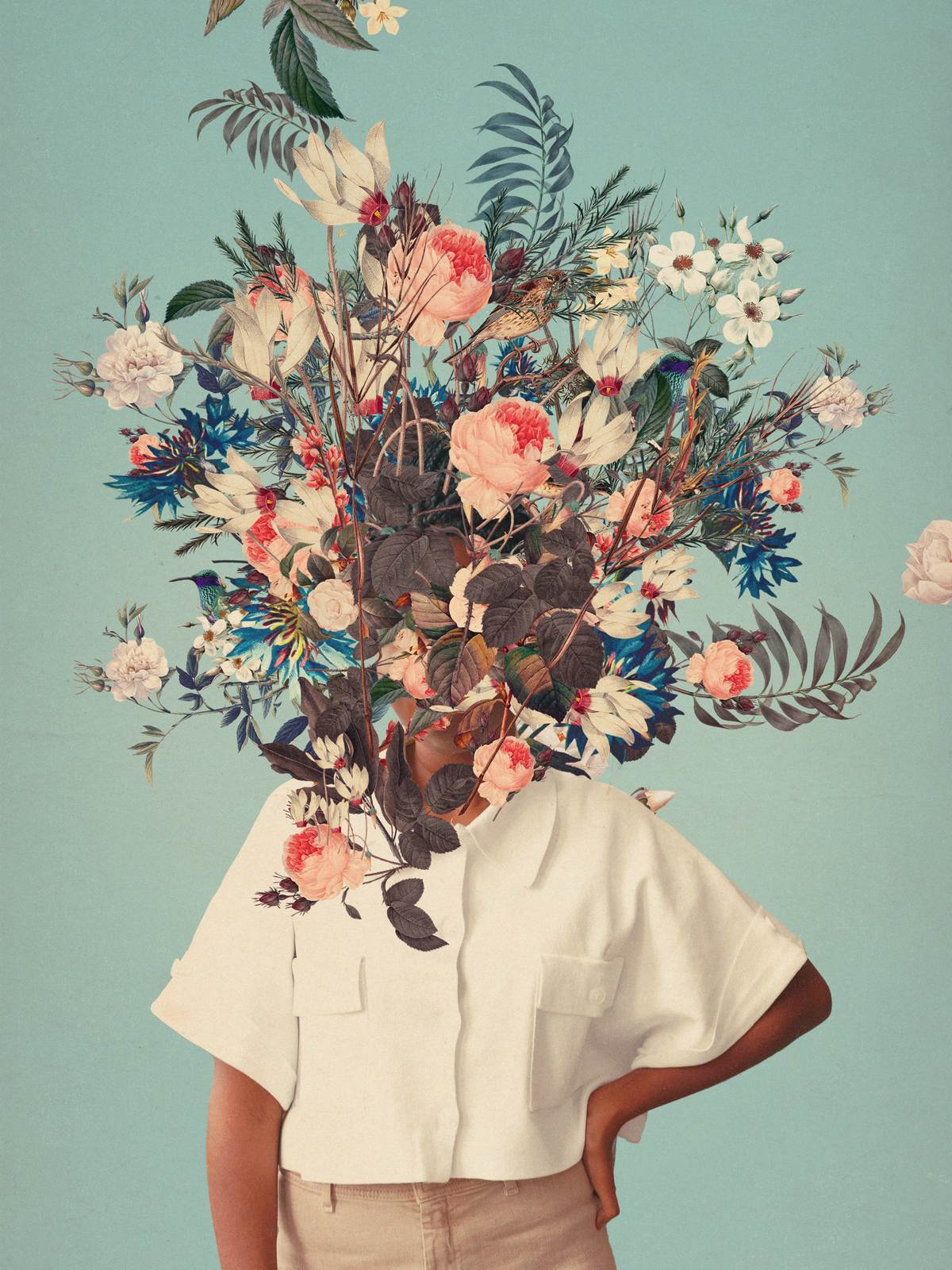 Poster - Bloemenhoofd Kunstwerk