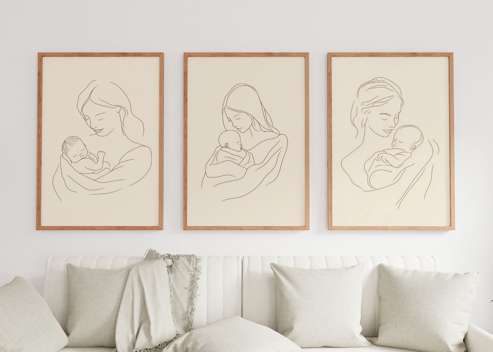 Poster - Moederschap Lijntekening / Set van 3