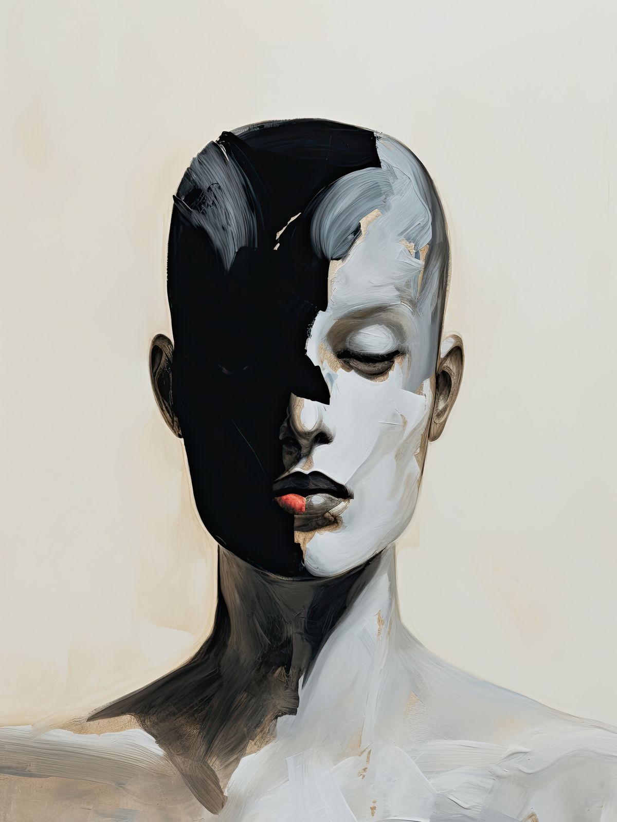 Poster - Abstracte Gezichtskunst