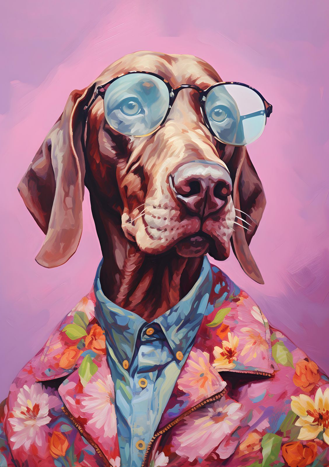 Poster - Stijlvolle Hond met Bril