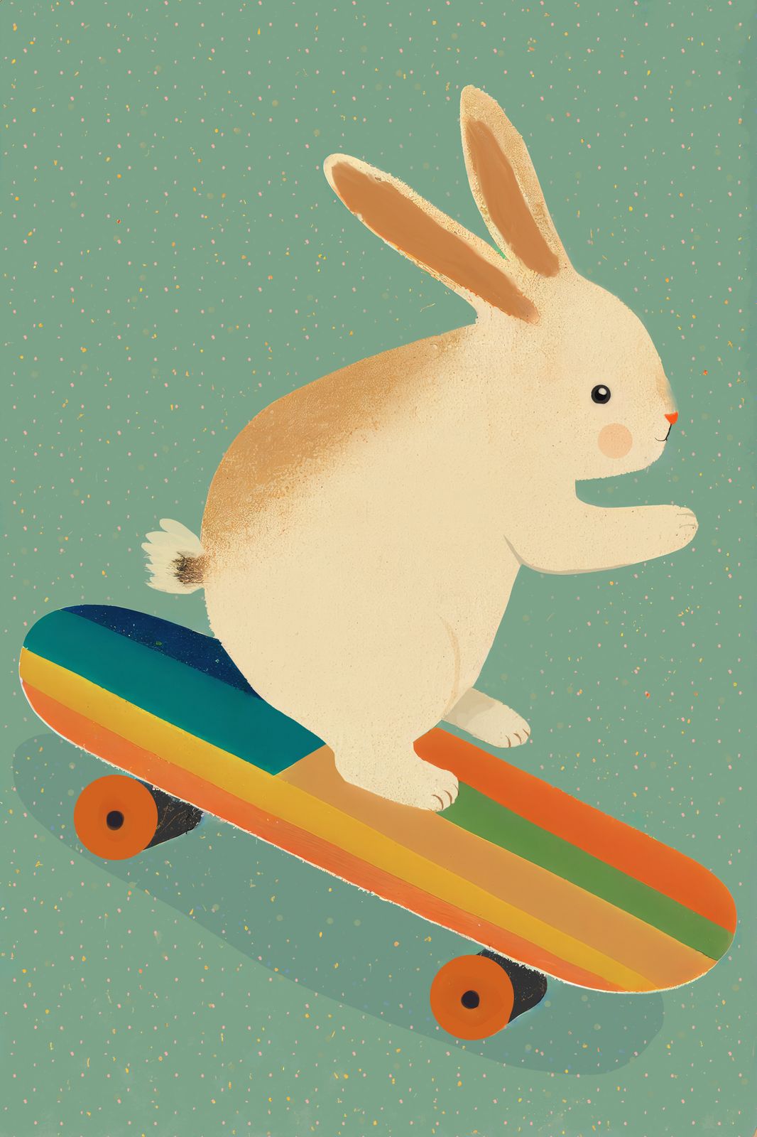 Poster - Konijn op Skateboard