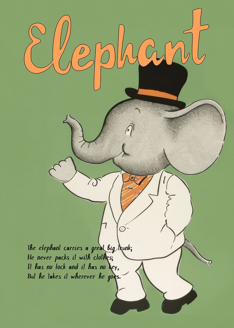 Poster - Olifant Illustratie