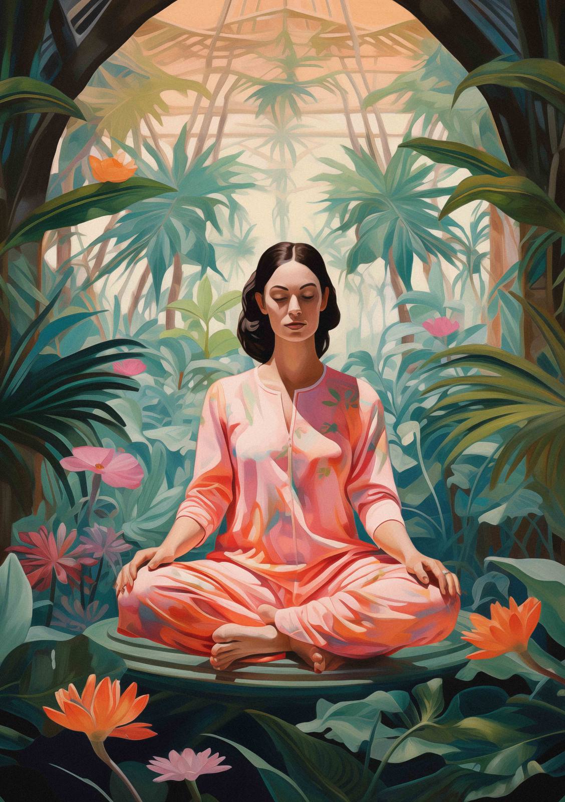 Poster - Meditatieve Vrouw in de Natuur