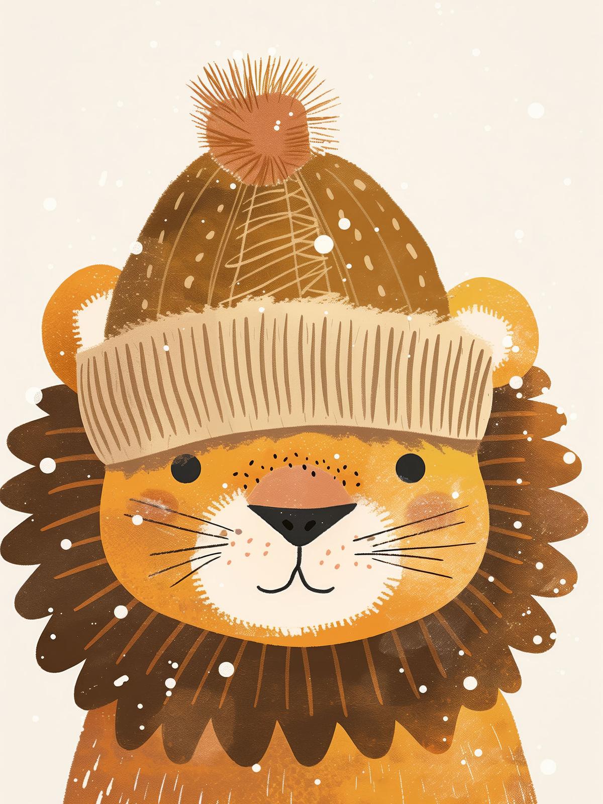 Poster - Winter Leeuw