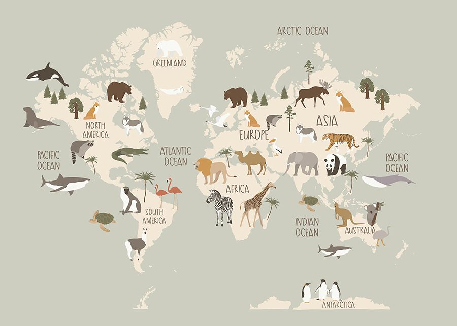 Poster - Dierenwereldkaart