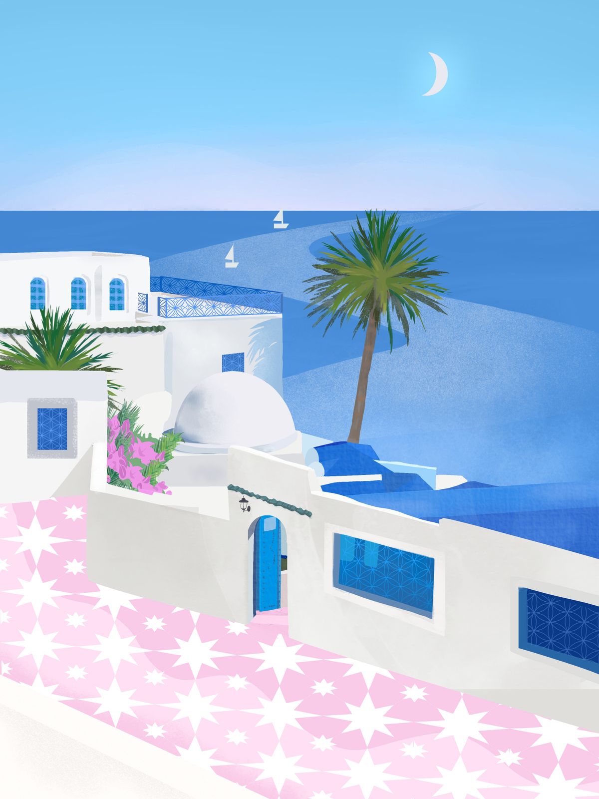 Poster - Mediterraans Nachtlandschap