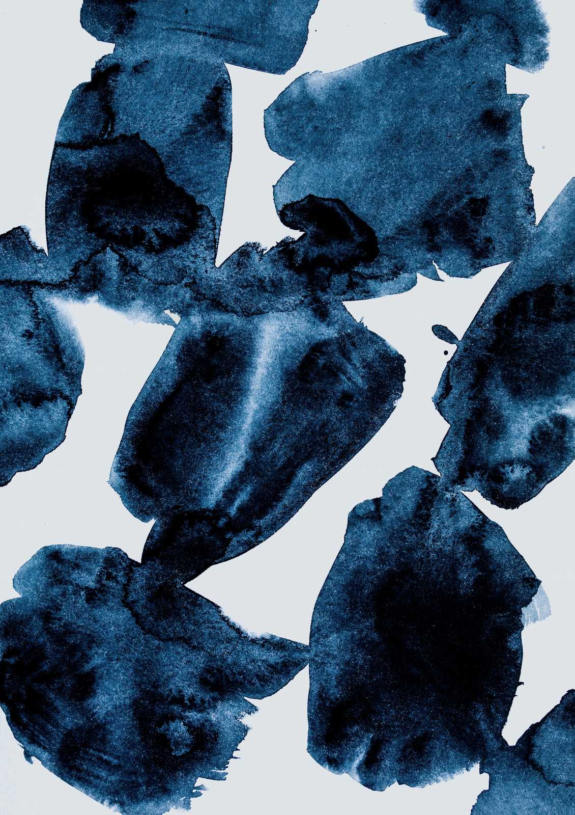 Poster - Abstracte Blauwe Penseelstreken