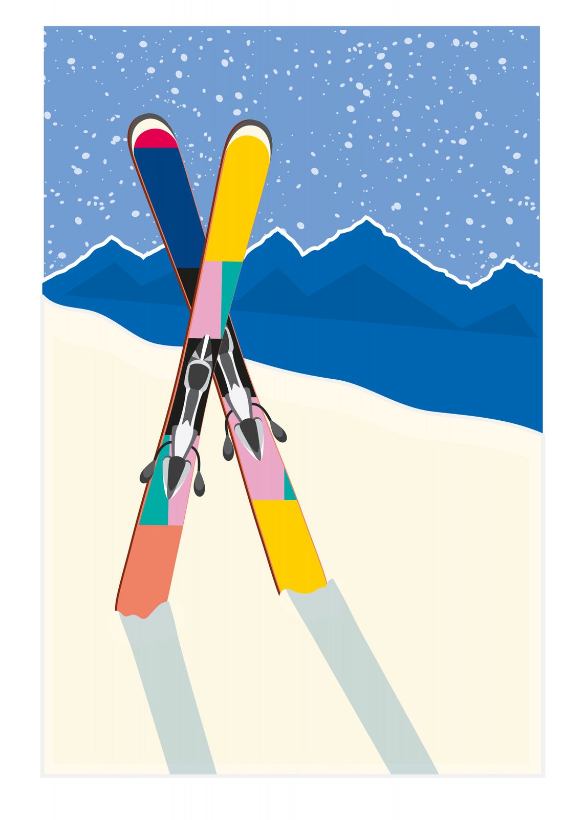 Poster - Kleurrijke Ski Kunstwerk