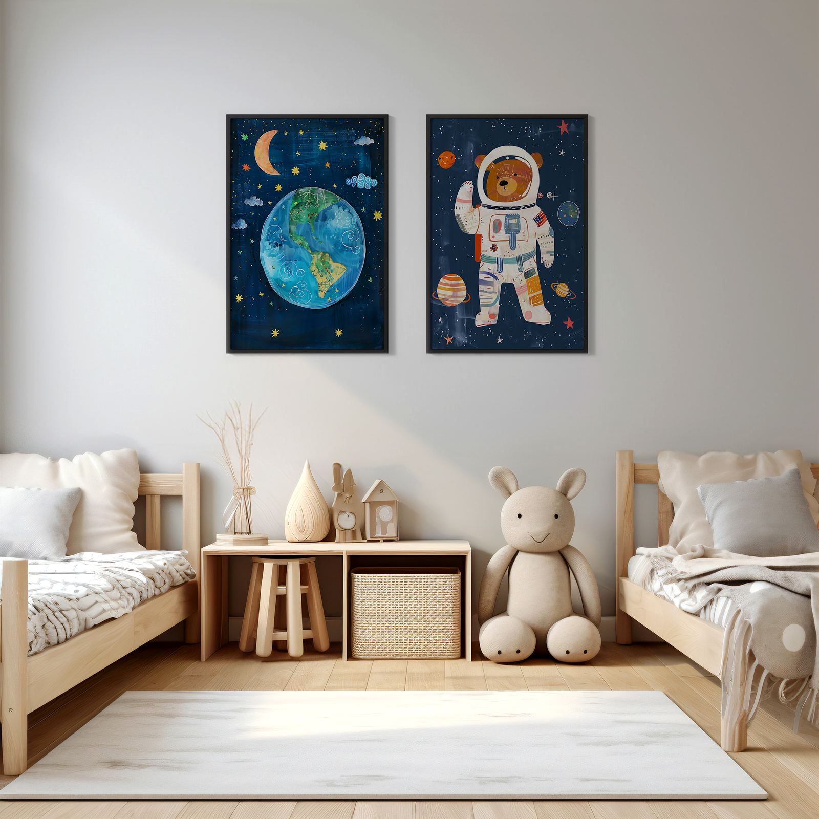 Poster - Ruimte Avontuur Beer / Set van 2
