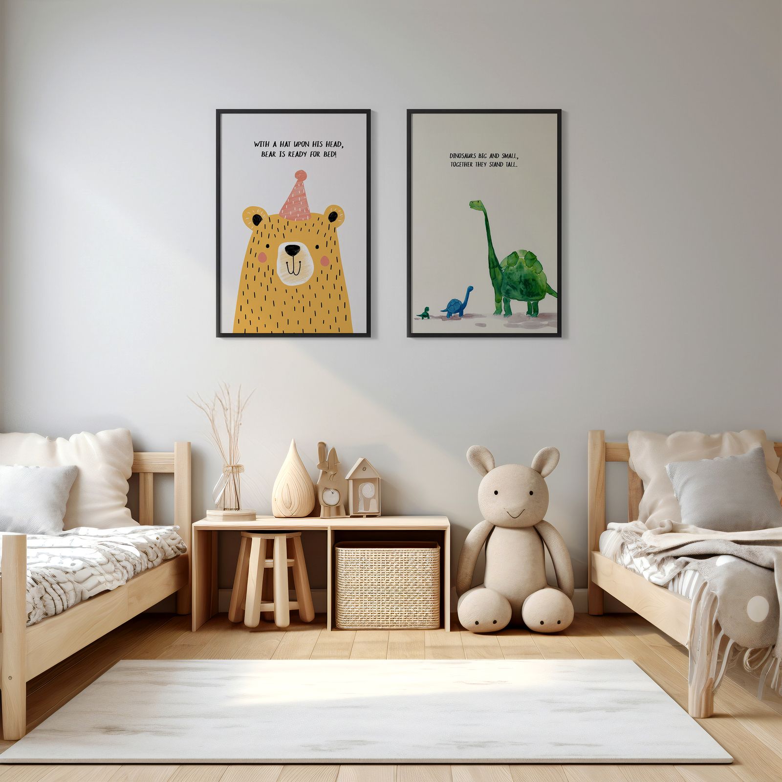 Poster - Beer en Dinosaurus / Set van 2