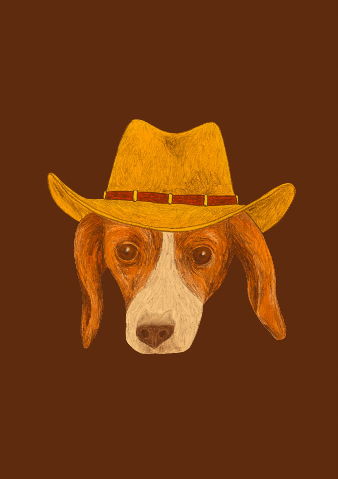 Poster - Hond met Cowboyhoed