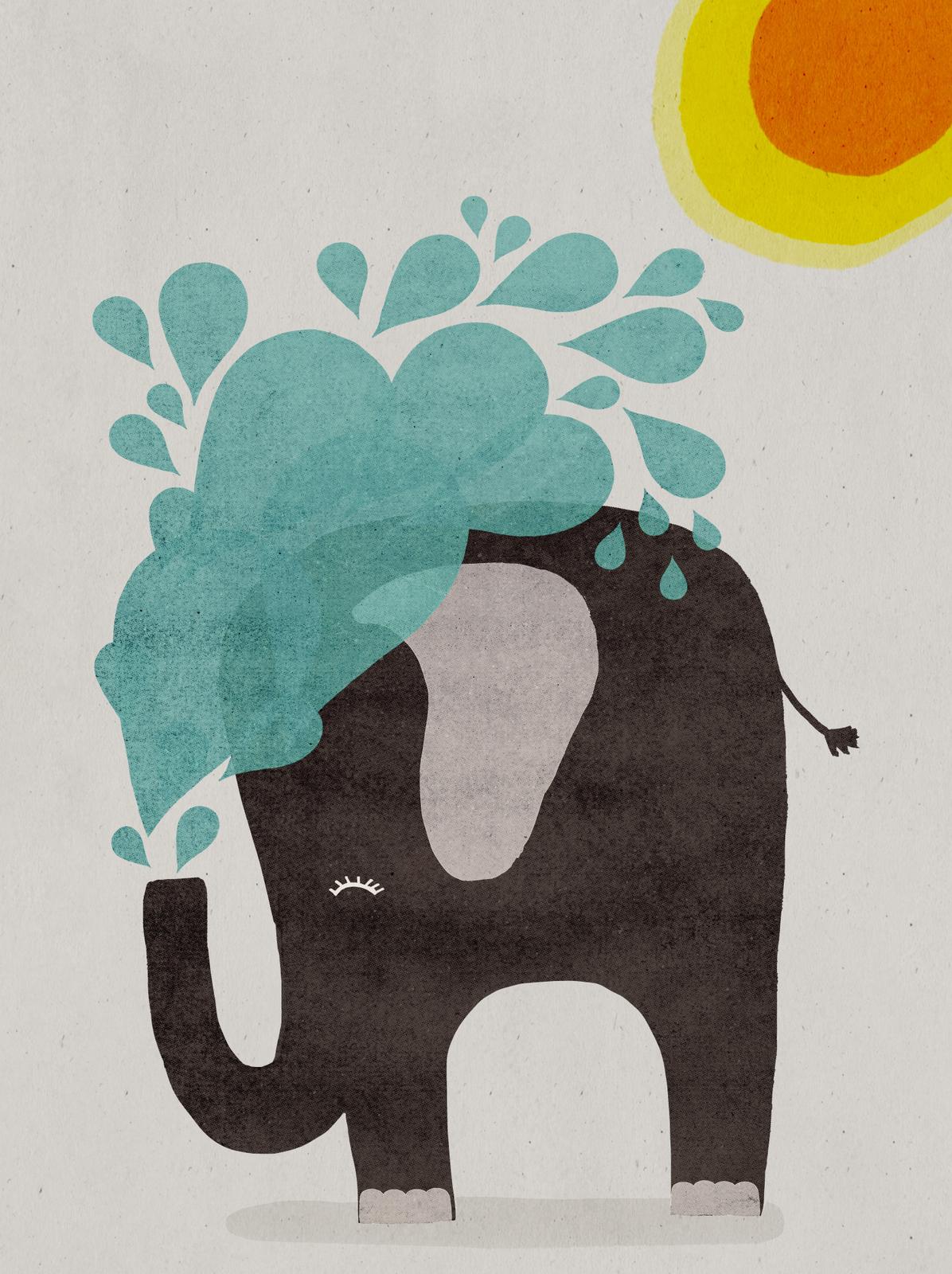 Poster - Olifant met Waterspetter