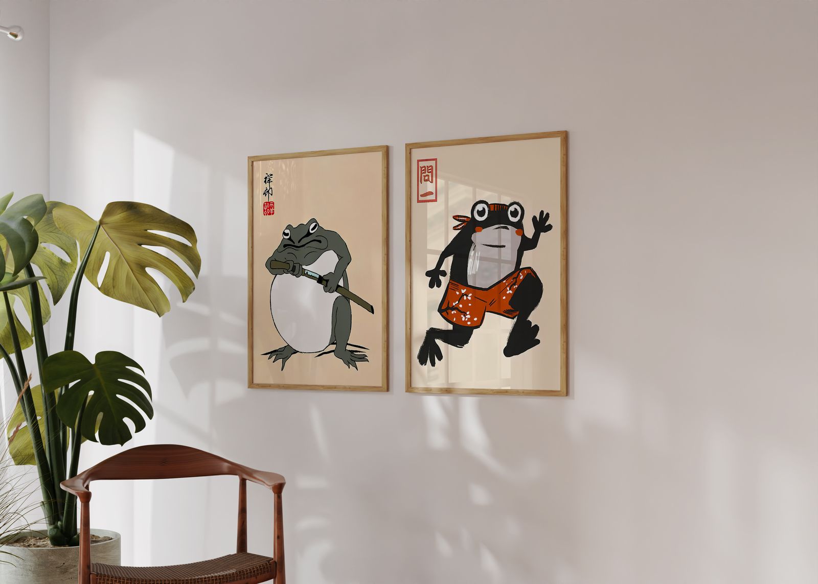Poster - Samurai & Kikker Kunst Set van 2