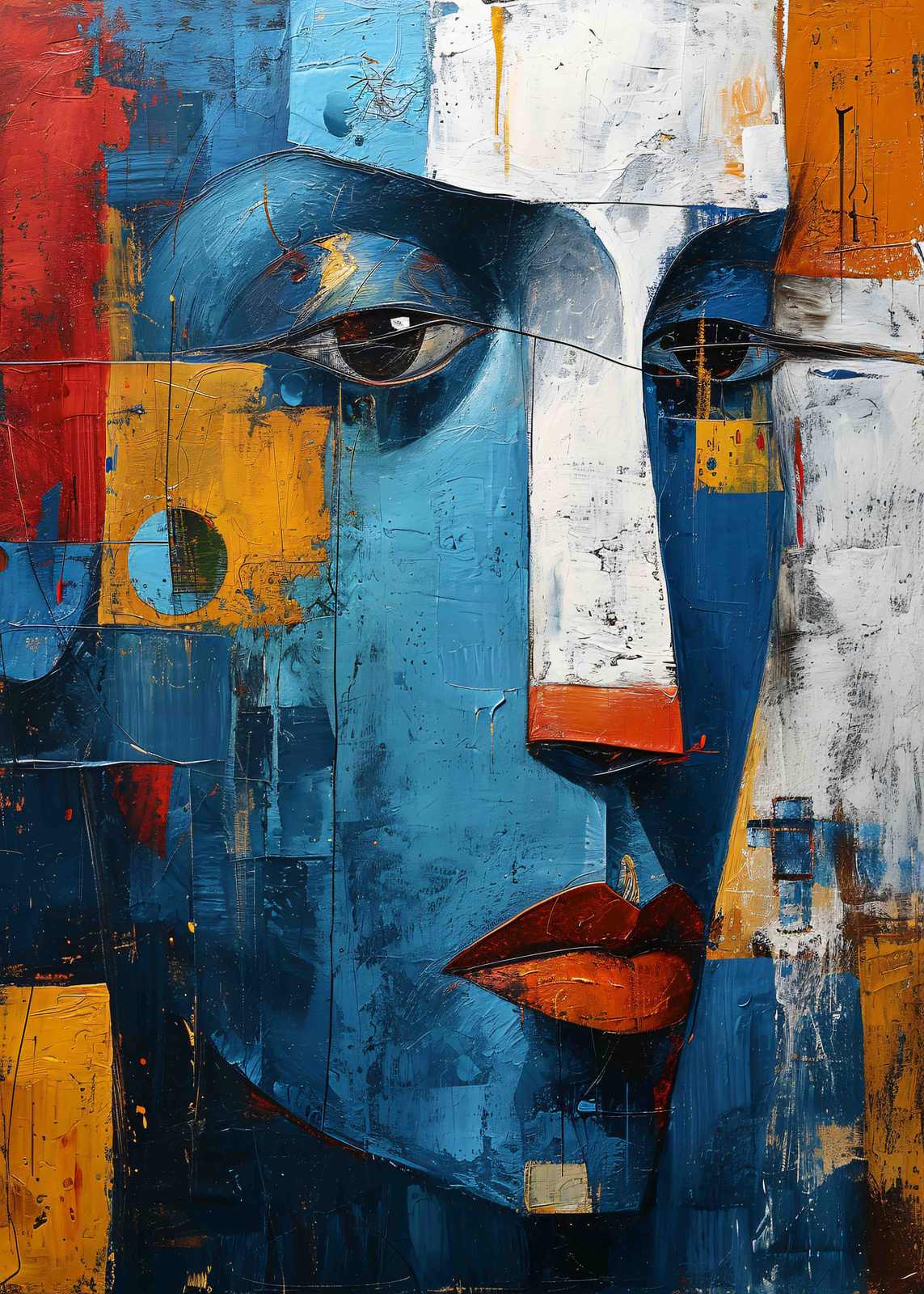 Poster - Abstracte Gezichtskunst