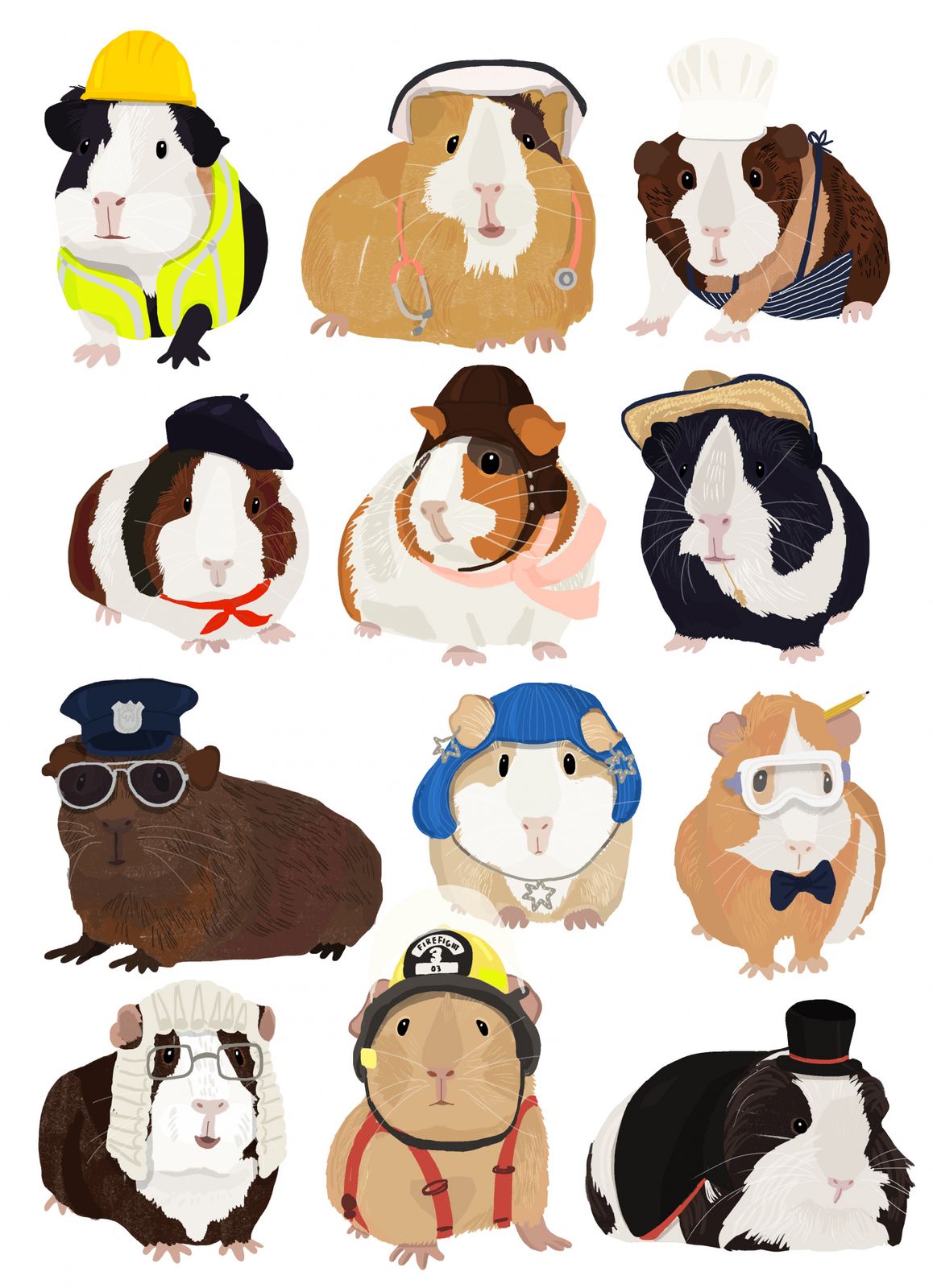 Poster - Grappige Cavia's