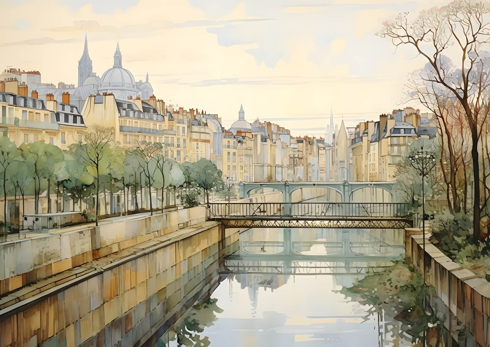 Poster - Uitzicht op de Rivier van Parijs