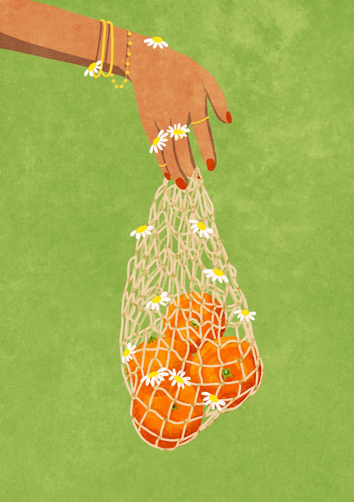 Poster - Hand met sinaasappels
