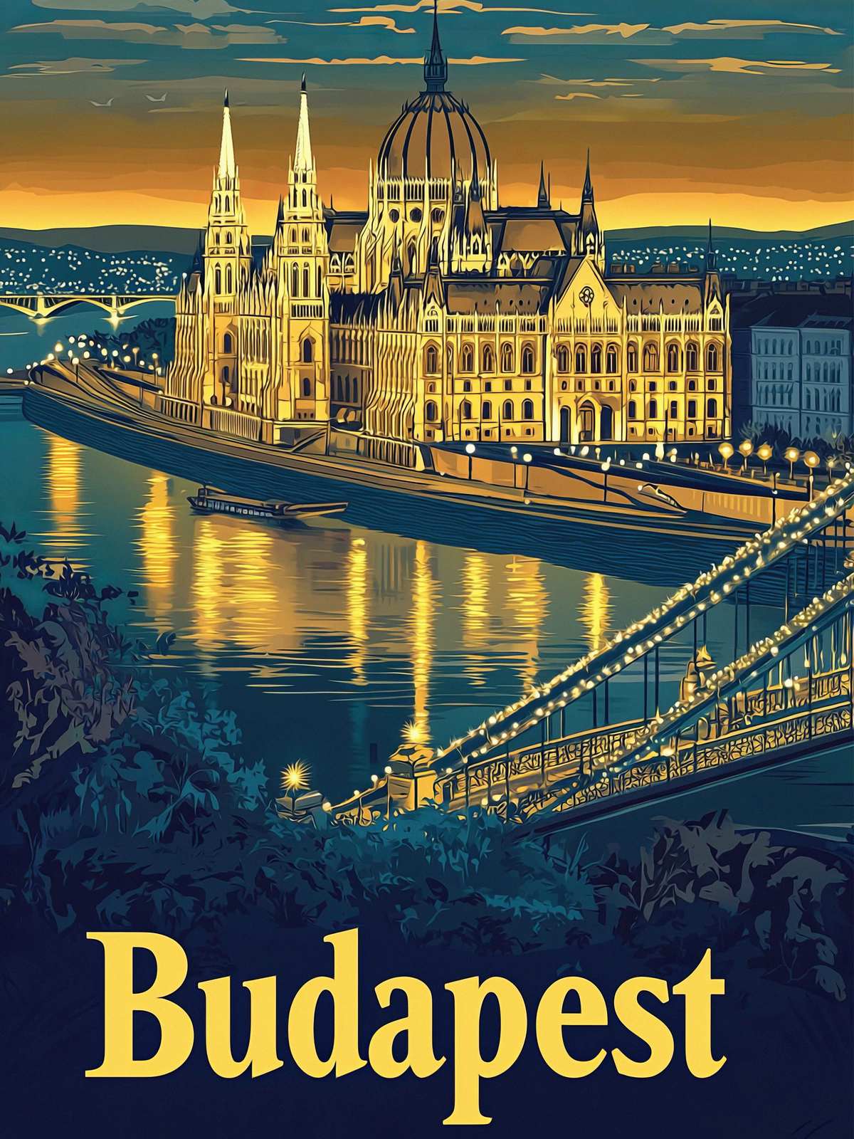 Poster - Boedapest Stadsgezicht