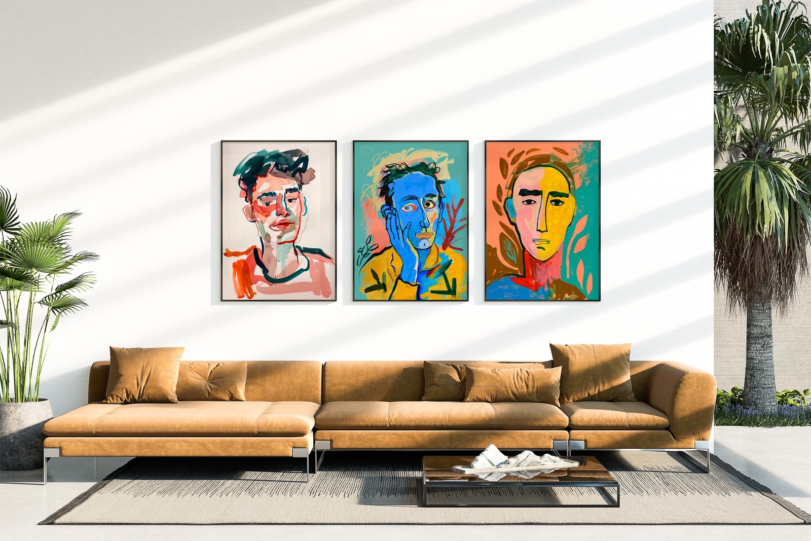 Poster - Kleurrijke Portretten Set van 3