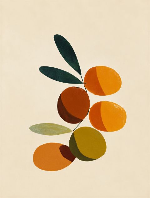 Poster - Abstracte Sinaasappels