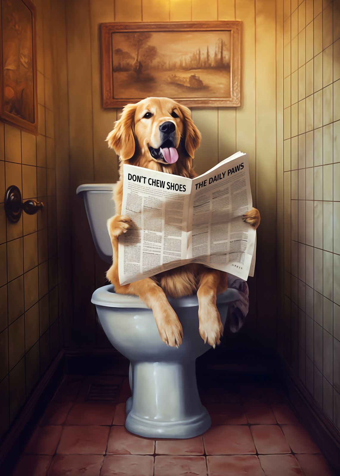 Poster - Hond Krant Leest