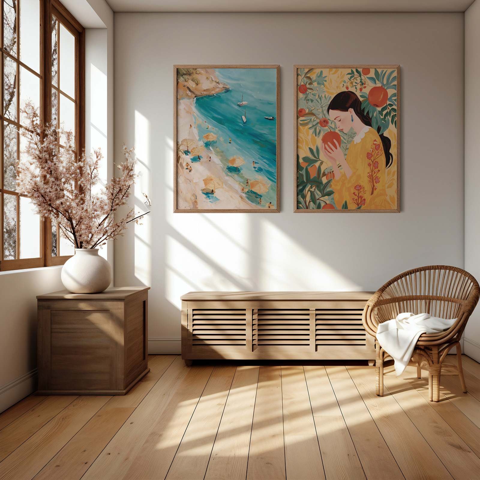 Poster - Strand Serene en Flora Harmonie / Set van 2
