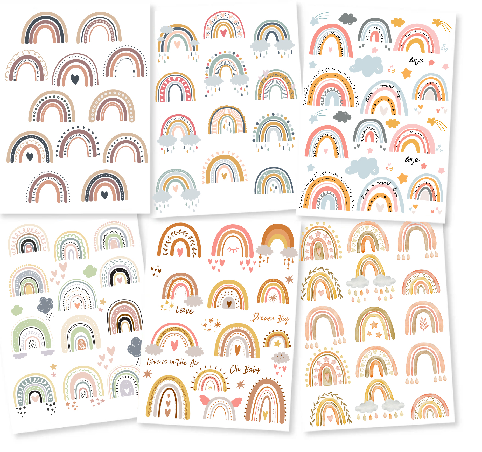 Stickertjes- Regenboog Gemengd 6 vellen