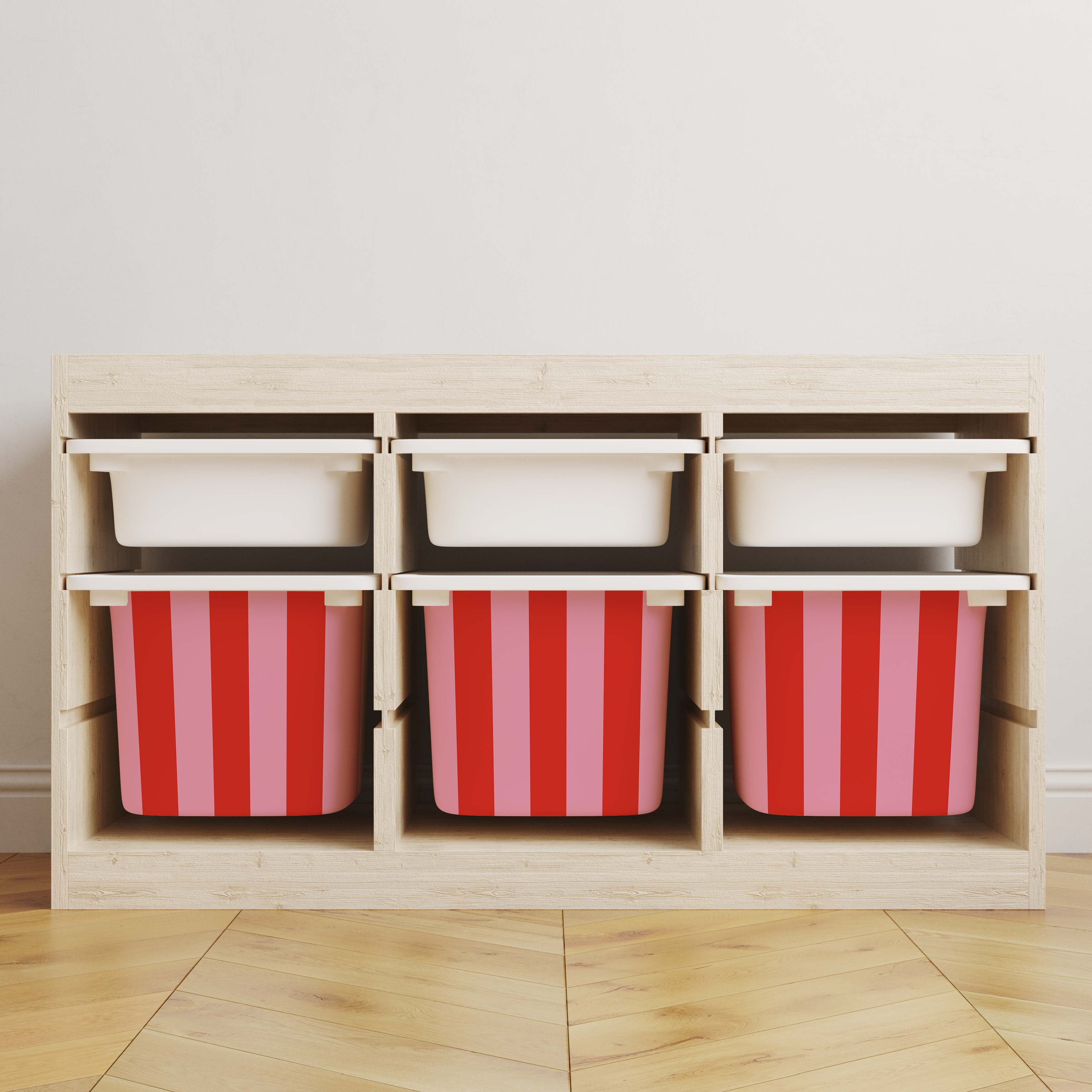Zelfklevende stickers – Trofast doosstickers / Kies maat / Stripes red pink