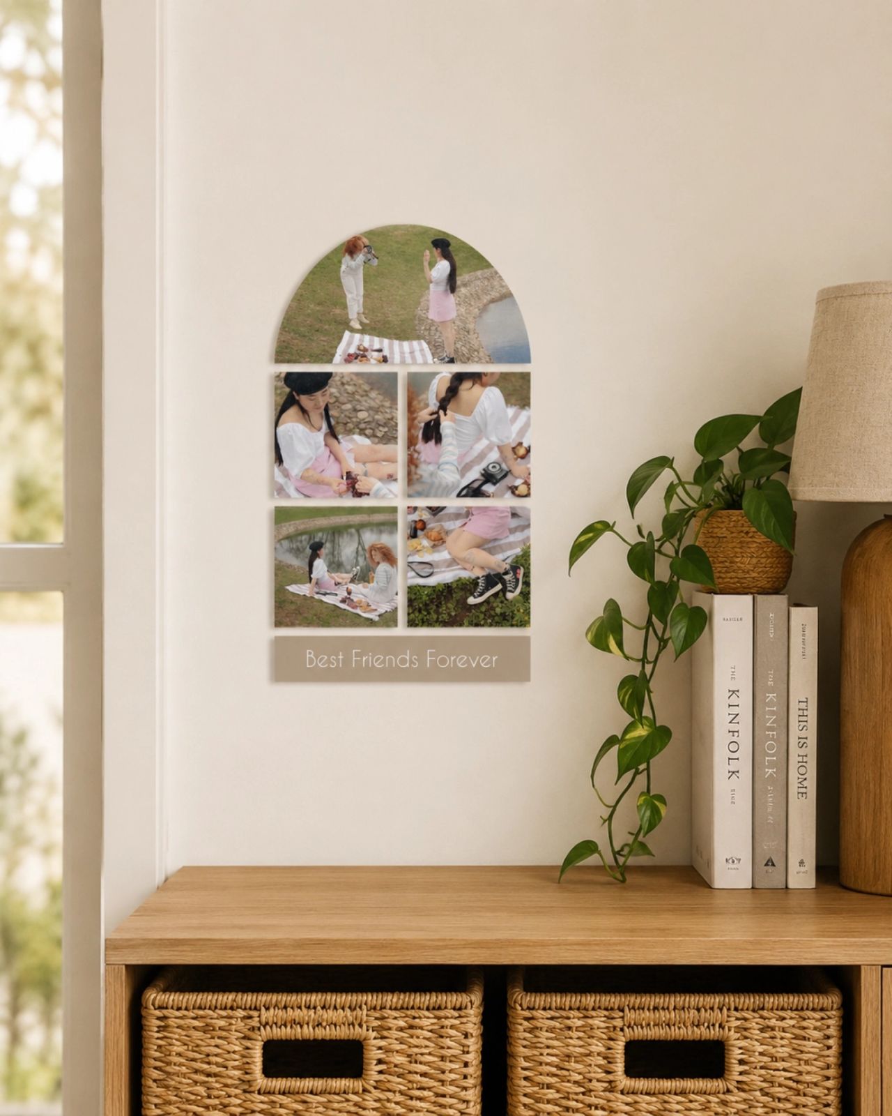 Gepersonaliseerde Muursticker - Boog Fotocollage / Ondertekst