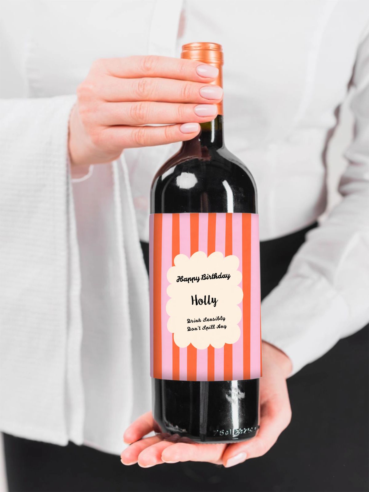 Gepersonaliseerd Flessenetiket - Gestreept ontwerp