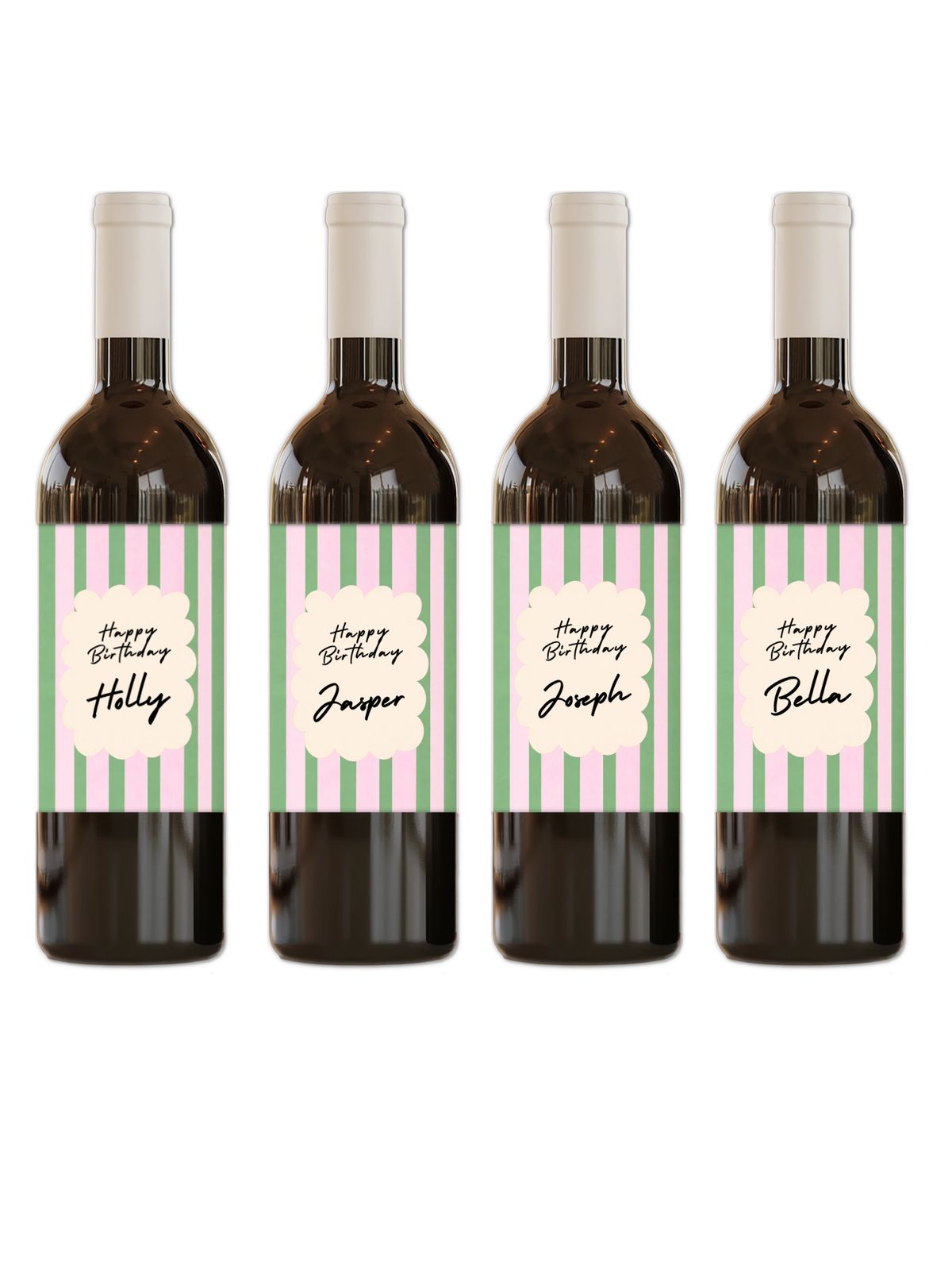 Gepersonaliseerd Flessenlabel - 4 gestreepte ontwerpen