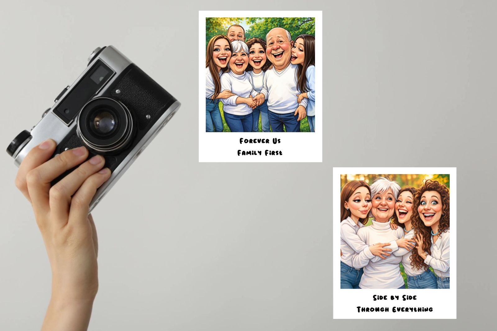 Polaroid Stickers Klein 6.5x8 cm - Karikatuur AI, 16-pack