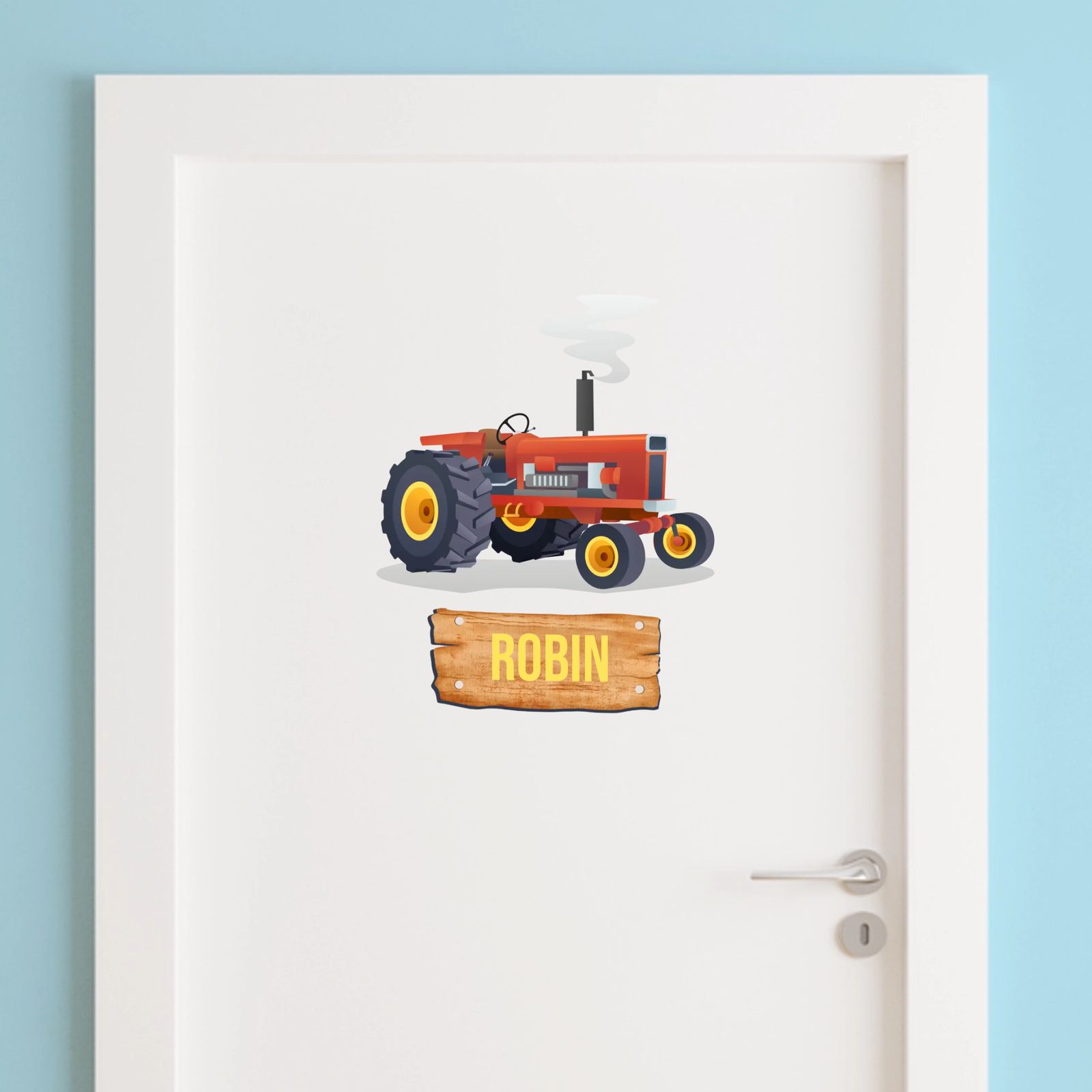 Deur Sticker - Rode Tractor Ontwerp