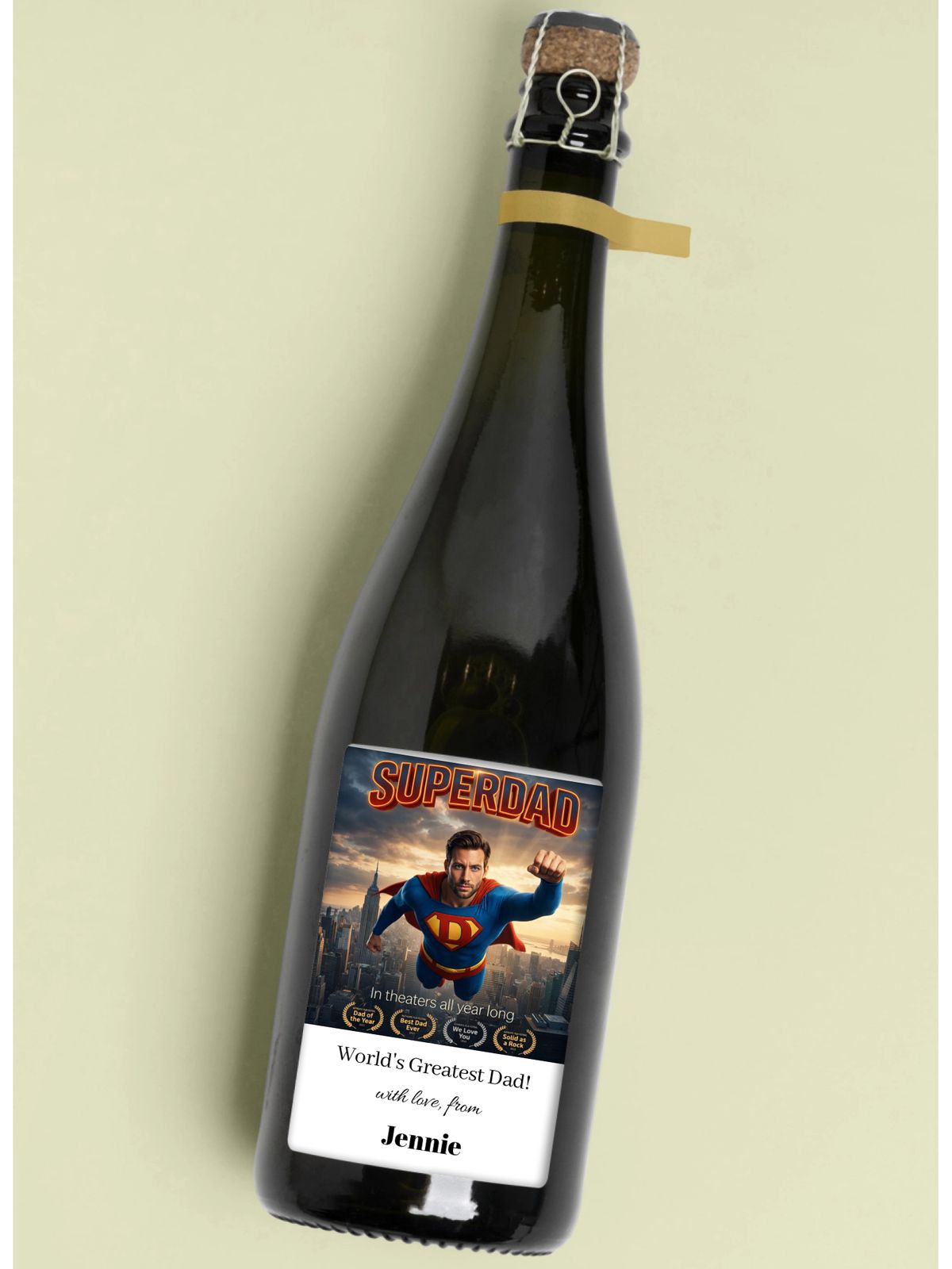 Gepersonaliseerd Flessenlabel - Superheld Papa