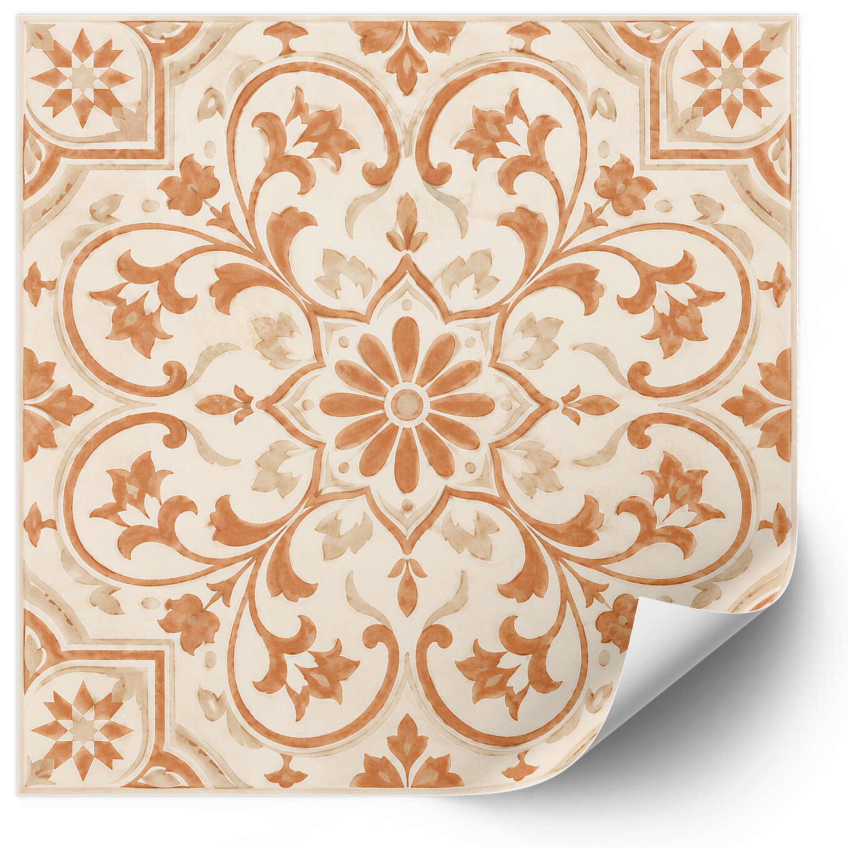 Tegelstickers - Oranje vintage bloemmotief