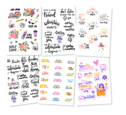 Stickertjes-  Travel Adventure Awaits Gemengd 6 vellen