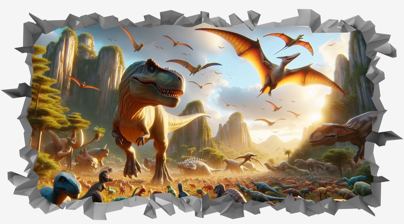 Muursticker / Rechthoek - Dino Avontuur