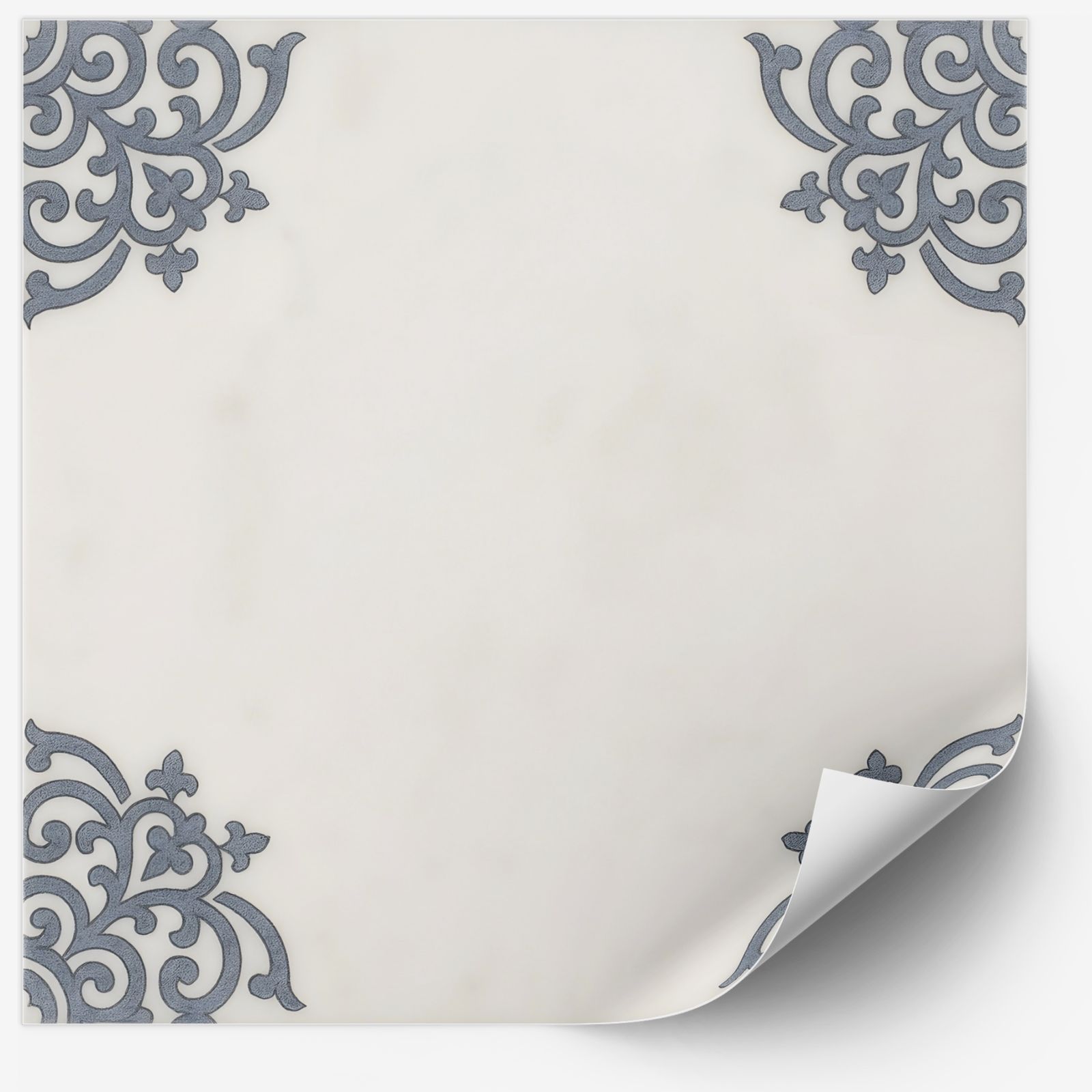 Tegelsticker - Elegante Blauwe Medaillon