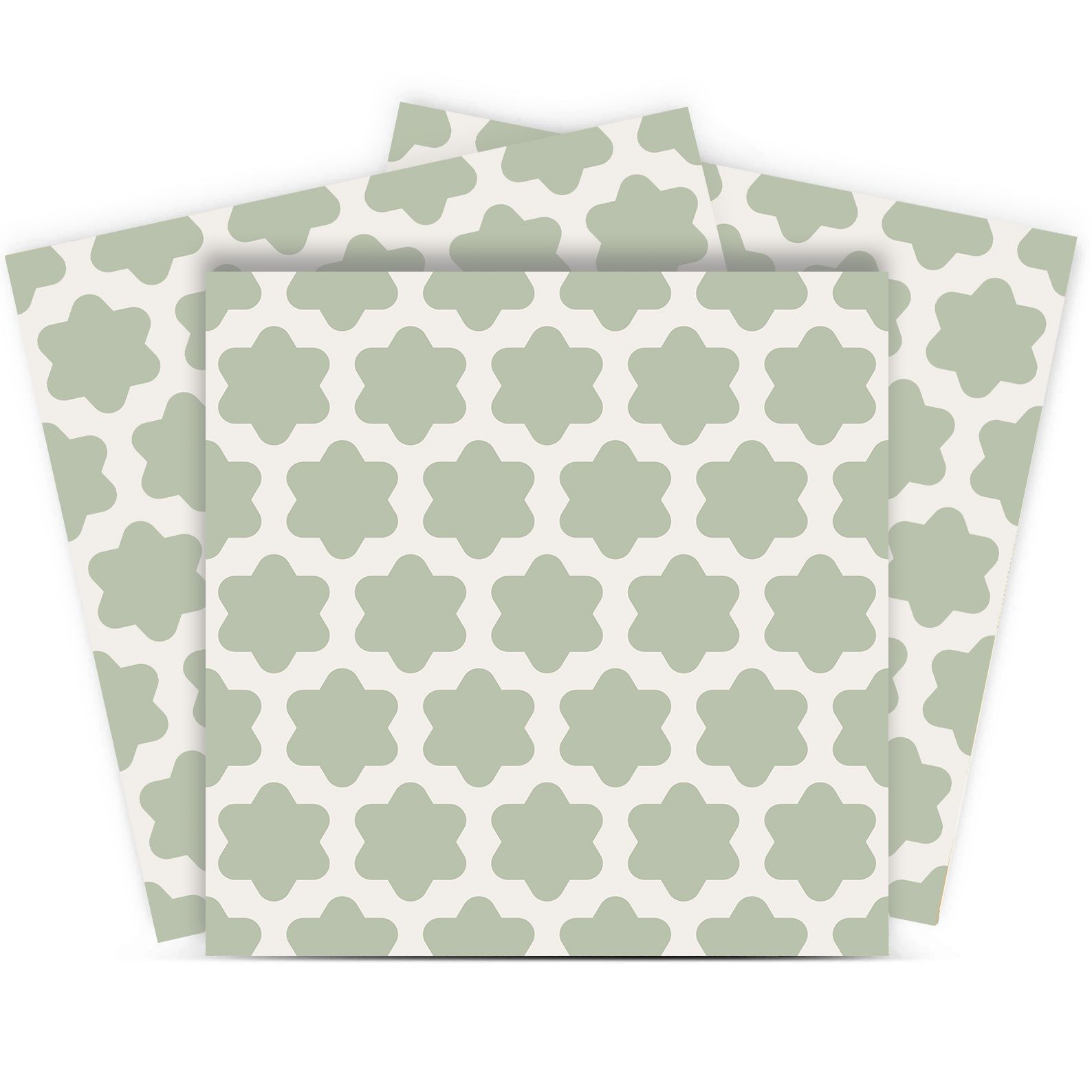 Tegelkasticker - Groen Bloemmotief / 24 st.