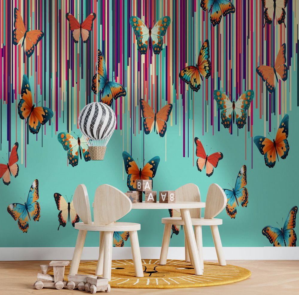 Behang - Vlinderstreep Patroon