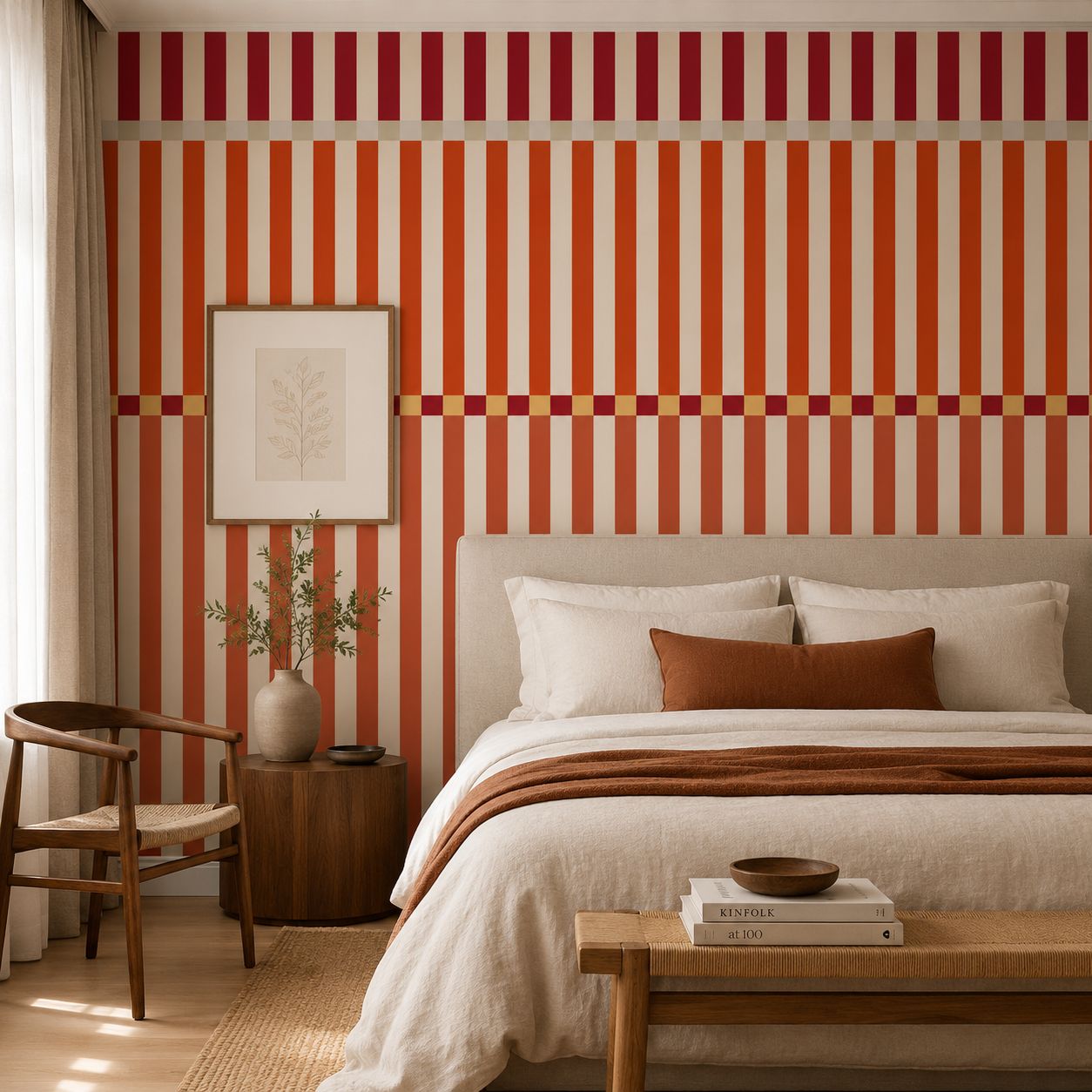 Behang – Elegantie met vijf strepen / Aangepaste kleuren